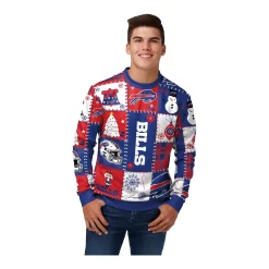 FOCO Buffalo Bills Holiday Square Ugly Sweater Crewneck -SportThreads BILLMS0150B