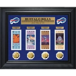 Buffalo Bills 4 Consecutive Super Bowl Appearances Deluxe Ticket & Game Coin Collection