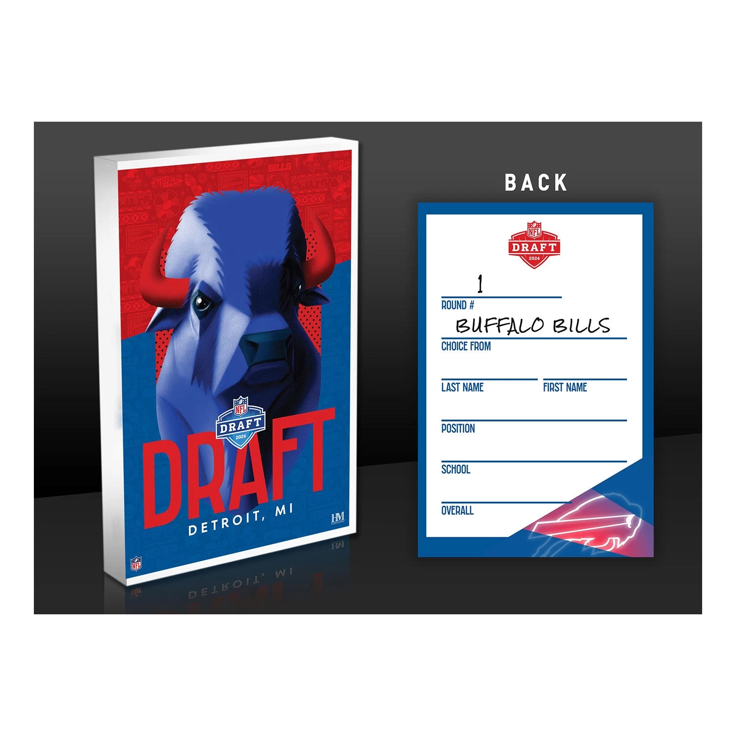 Buffalo Bills 2024 NFL Draft Card 3D Acrylic Block 1 Buffalo Bills 2024 NFL Draft Card 3D Acrylic Block