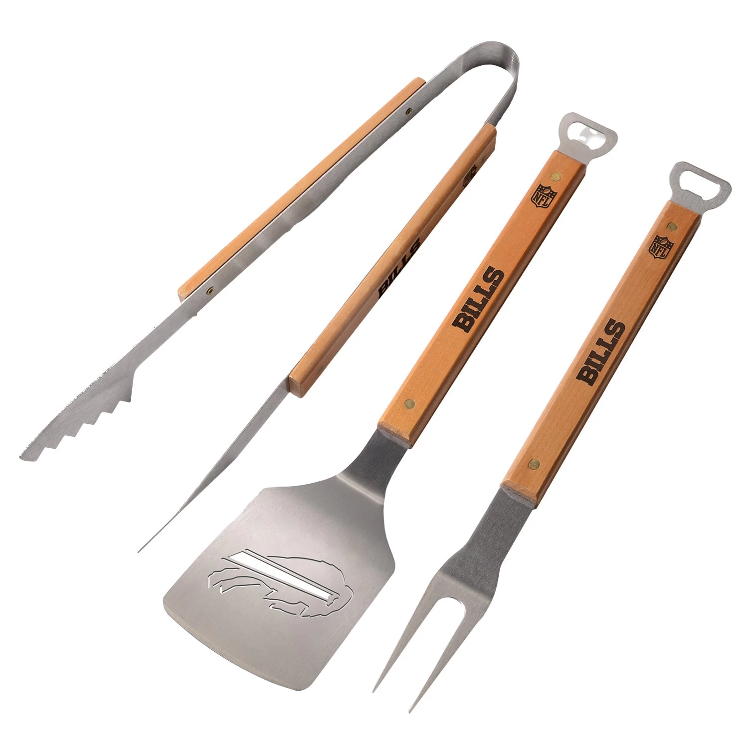 Buffalo Bills Classic Wood 3pc Classic BBQ Set 1 Buffalo Bills Classic Wood 3pc Classic BBQ Set